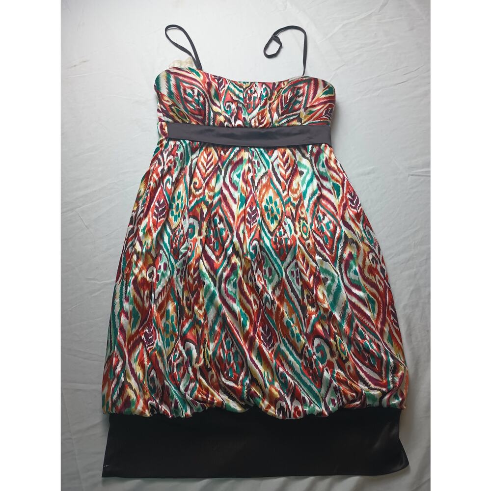 Vintage Y2K Studio Y Brown Mult Bodycon Dress Women Size XS Babydoll *flawed*‎